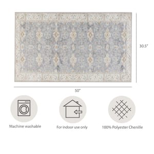 Imagine Chenille Willa Taupe 3 ft. x 4 ft. Medallion Polyester Area Rug