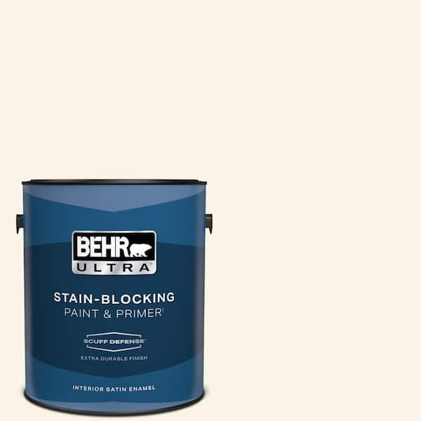 BEHR ULTRA 1 gal. #W-D-400 Cotton Fluff Extra Durable Satin Enamel Interior Paint & Primer