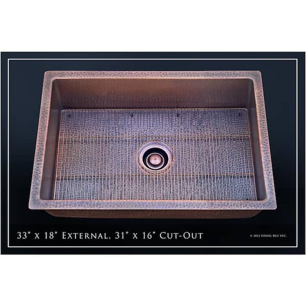 Fossil Blu Luxury 33 in. Drop-In or Undermount Single Bowl 12