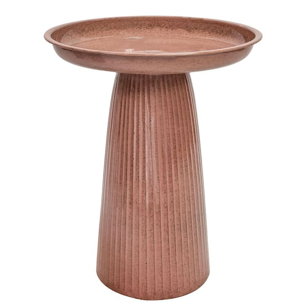 Gleeful Garden Metal Outdoor Bird Bath-Red Canyon Clay Glaze