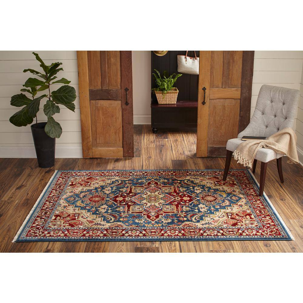 Lenox Blue Flat Woven Wool and Synthetic Area Rug