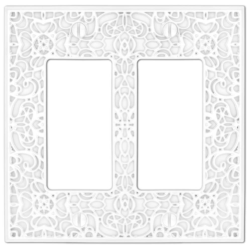 White Cast Metal Double Rocker Decorative Wall Plate