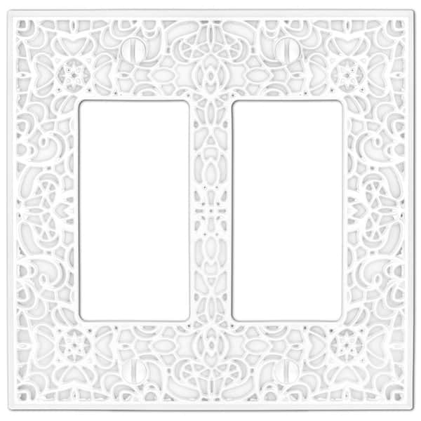 AMERELLE Momfort 2 Gang Rocker Metal Wall Plate - White