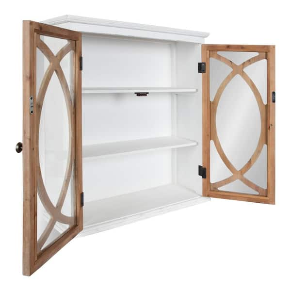 Kate and Laurel Quinlan 8 in. x 24 in. x 28 in. White/Brown Wood Floating  Decorative Cubby Wall Shelf With Brackets 216730