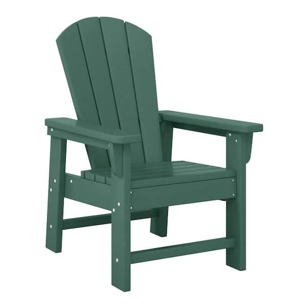 Children's Laguna Outdoor Patio All Weather Fade Resistant Kids Poly Plastic Adirondack Chair in Dark Green