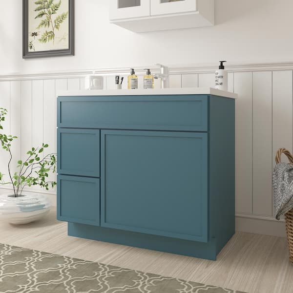 Vanity Art 36 in. W. x 21 in. D x 32.5 in. H 2-Left Drawers Bath Vanity Cabinet without Top in Sea Green