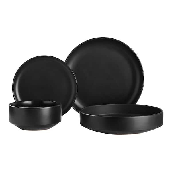 Home Decorators Collection Chastain Solid 32-Piece Matte Black Stoneware Dinnerware Set (Service for 8)