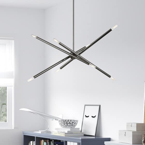 Livex Lighting Soho 8-Light Black Chrome Linear Sputnik Chandelier 