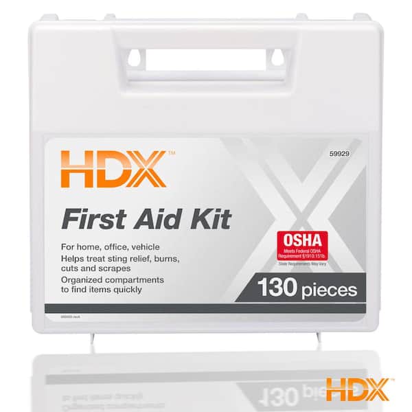 HDX 130-Piece Plastic OSHA First Aid Kit 59929 - The Home Depot