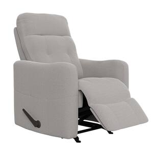 Platinum Gray Velour-Like Fabric Rocker Recliner Chair with Tufted Back