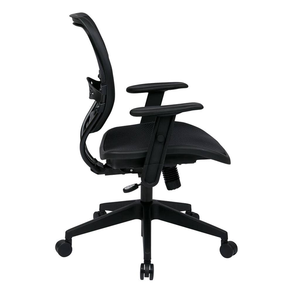 Black Mesh and Leather Adjustable Task Chair with Armrests
