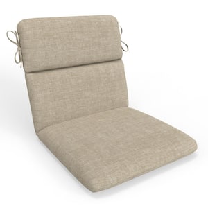 Solid Twill 18 in W x 3 in H Outdoor Split Back Dining Chair Cushion Set w/ Ties 1-Count in Splash Wheat