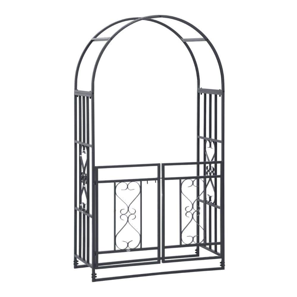 ITOPFOX Black 81.00 in. x 19.75 in. Steel Metal Garden Arbor Double ...