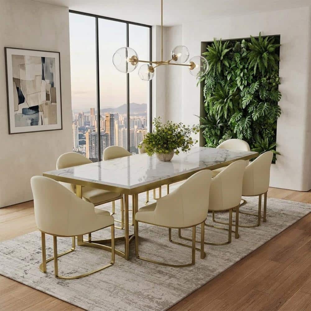 71"Bura Modern Faux Marble Dining Table For 6