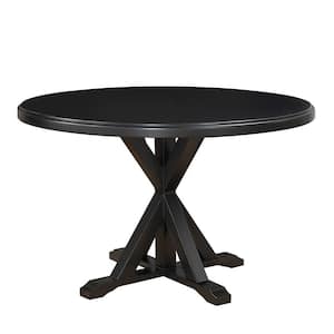 Danielle White Chrome Wood 48 in. Pedestal Dining Table (Seats 6)