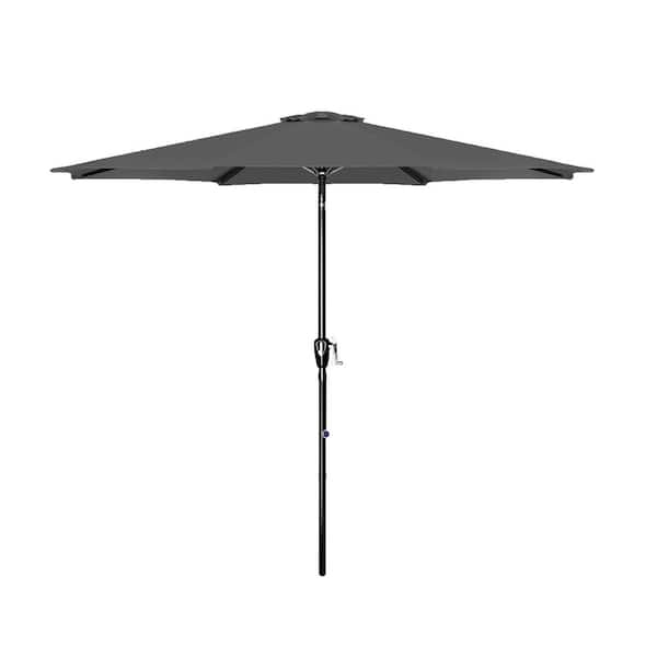 Coporesell 9 ft. Stainless Steel Patio Umbrella in Grey with Push Button Tilt and Crank