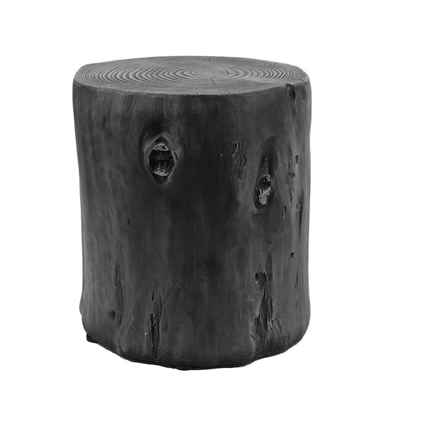 Cesicia Dark Gray Round Wood Stump Outdoor Coffee Table