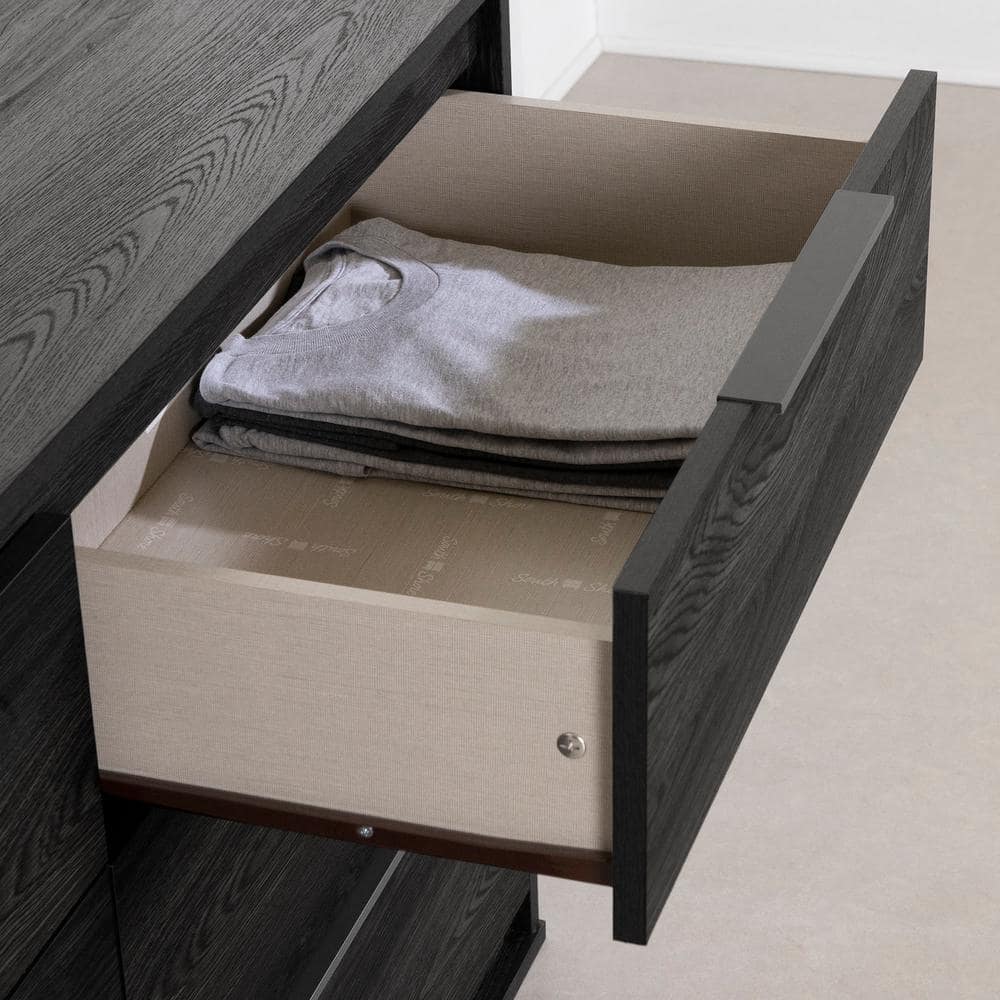 Gray Oak Double 6-Drawer Horizontal Dresser