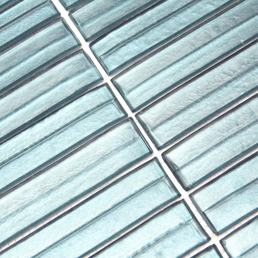 Steel Blue Polished Glass Mosaic Wall Tile