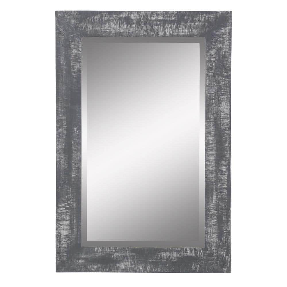 Pueblo Rustic Gray Wood Framed Wall Mirror 30" x 20"