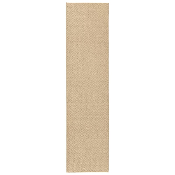 Town Square Tan 3 ft. x 12 ft. Geometric Runner Rug
