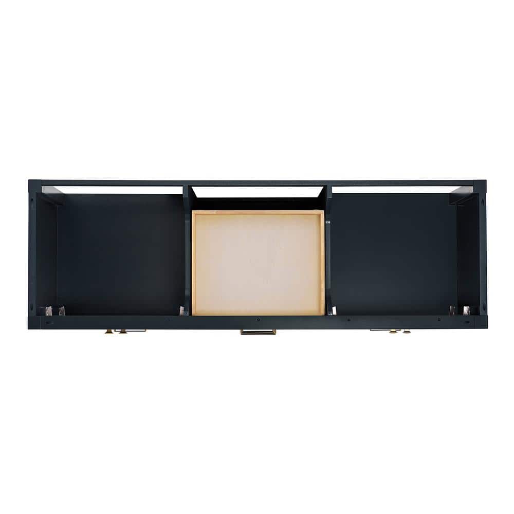 Cambridge Midnight Blue Double Freestanding Vanity Cabinet with Satin Brass Hardware