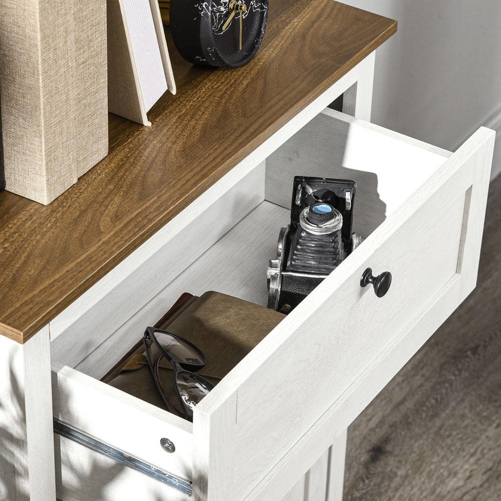 White Farmhouse Freestanding Storage Cabinet with Adjustable Shelves