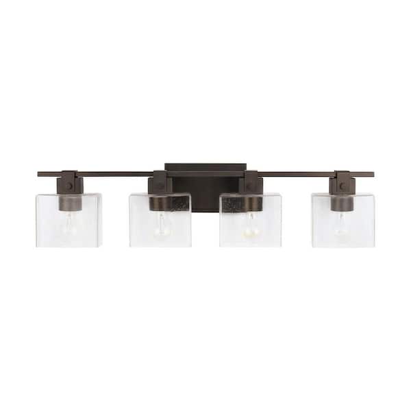 Capital Lighting Fixture Company Graham 32.5 in. W x 8 in. H x 6 in. E 4-Light Vanity Light in Oil Rubbed Bronze with Clear Seeded Glass Shades