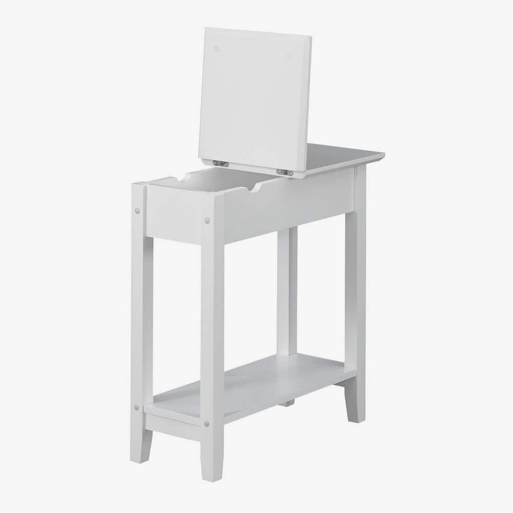 Heritage White Flip Top End Table with Built-In Charging Station