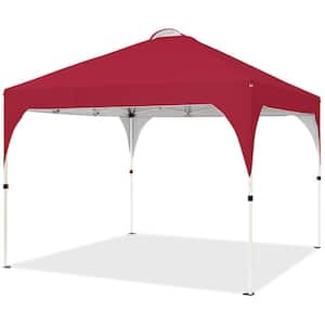 10 ft. x 10 ft. Outdoor Pop-Up Canopy Camping Tent for Garden Patio Park Market Red