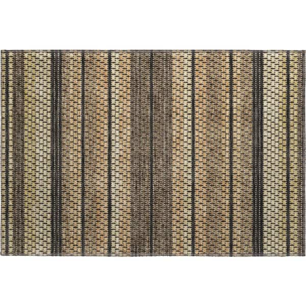 Mayfield Premium Machine Washable Abstract AMF2427 Gold 3 ft. x 4 ft. Area Rug