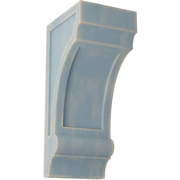 Ekena Millwork 5-1/2 in. x 14 in. x 7 in. Driftwood Blue Diane Recessed Wood Vintage Decor Corbel