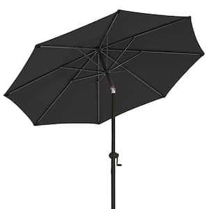 9 ft. Aluminum Market Umbrella Outdoor Patio Umbrella with Push Button Tilt/Crank for Garden Lawn and Pool in Carbon