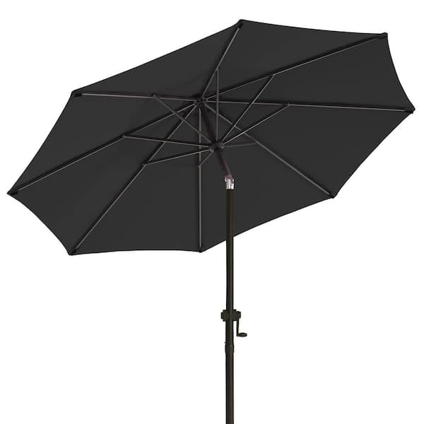 9 ft. Market Umbrella Outdoor Patio Umbrella with Push Button Tilt/Crank for Garden Lawn and Pool in Carbon