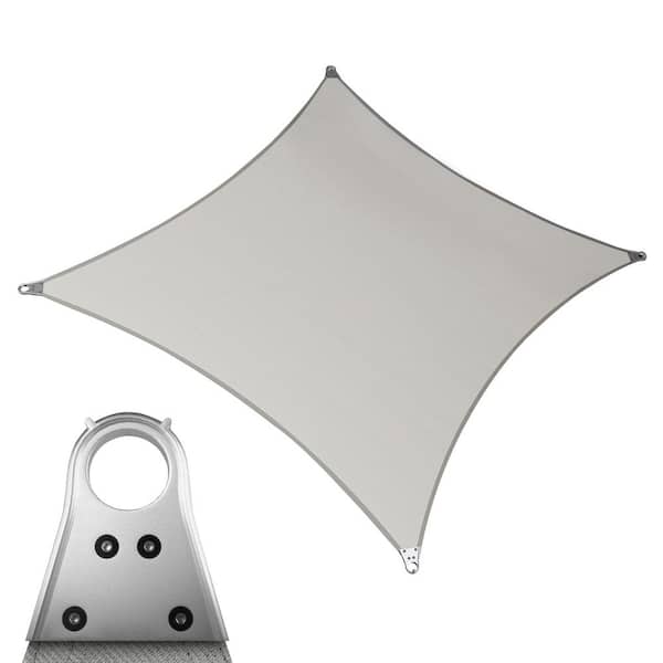 Super Ring 24 ft. x 24 ft. Sun Shade Sail with Cable-Grey