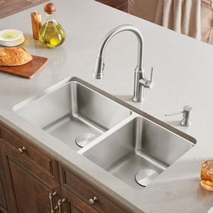 FORMERA Undermount Stainless Steel 33 in. 60/40 Double Bowl Kitchen Sink