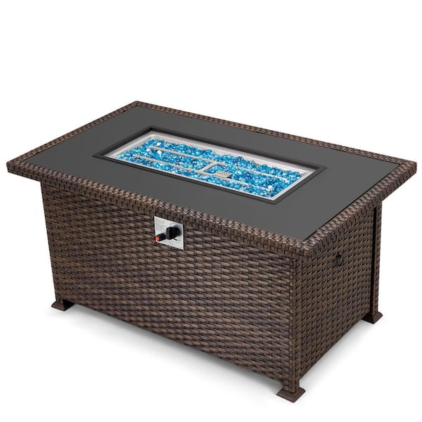 Cesicia Fire Pit Table, Fire CSA Outside Propane, 50 in 50,000 BTU Auto-Ignition Gas Fire Table (Excluding Glass Wind Guard),