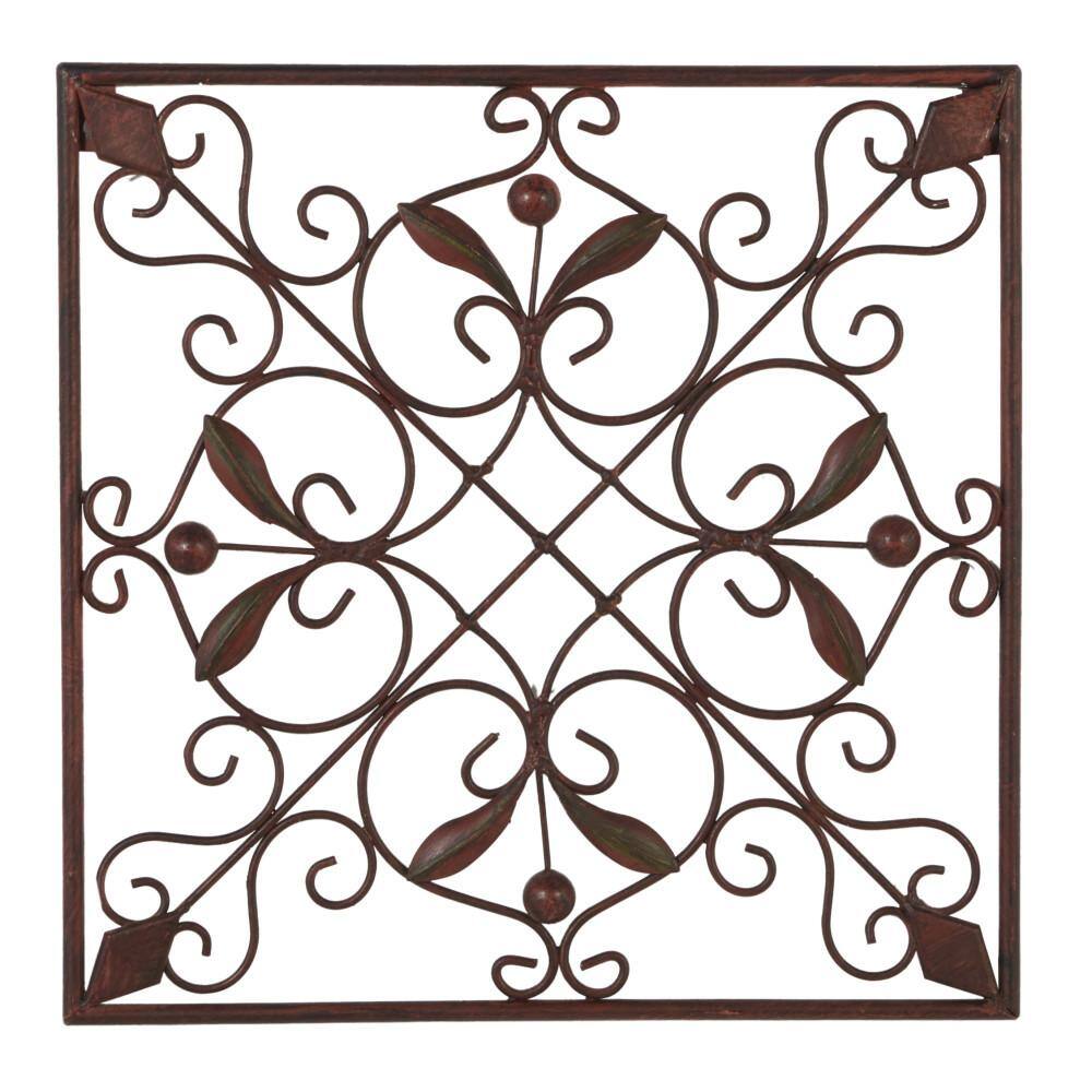 Rustic Brown Metal Scroll Wall Sculpture Set of 4