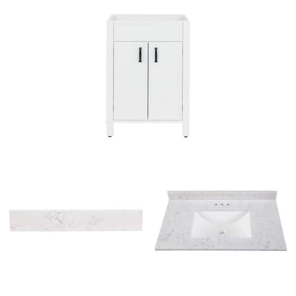 Winsome 24 in. White Bath Vanity Cabinet, 21 in. Sidesplash and 37 in. x 22 in. Sink Vanity Top Combo