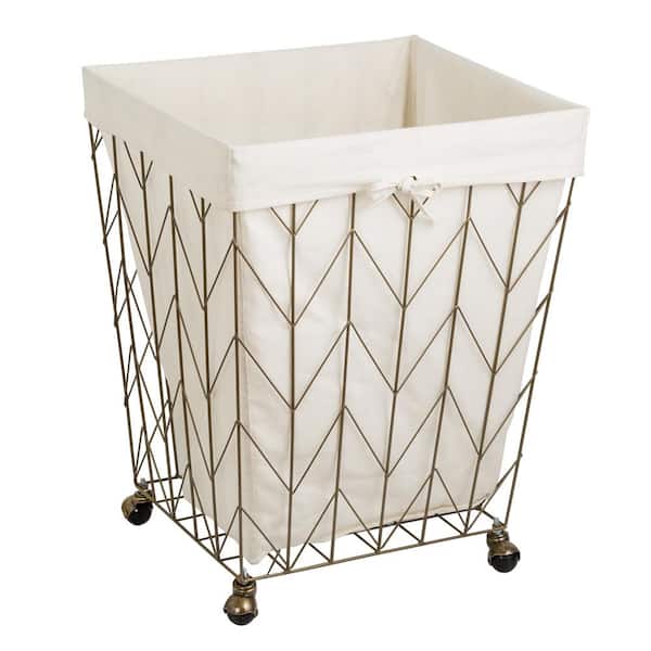 Honey-Can-Do Coastal Collection Bronze Steal Laundry Hamper with Wheels