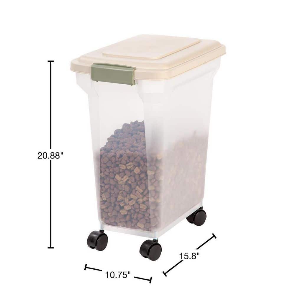 Almond 28 Qt Airtight Plastic Pet Food Container with Wheels