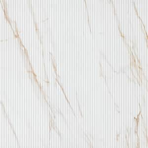 Take Home Tile Sample-UrbanSlat Marmi Gold 4 in. x 4 in. Satin Fluted Ceramic Fluted Wall Tile