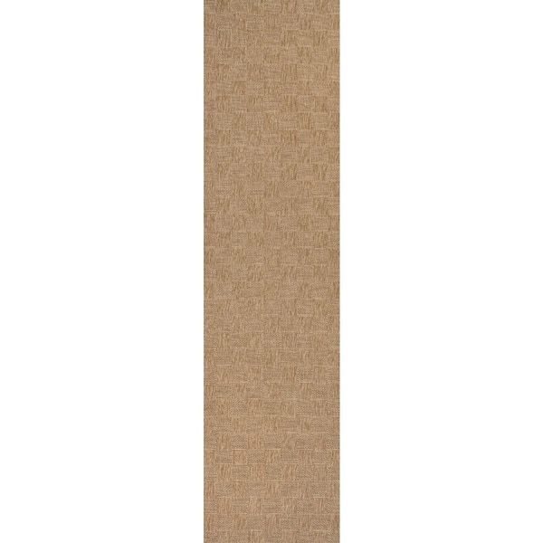 Mason Easy Jute Geometric Boho Checker Weave Natural 2 ft. x 8 ft. Indoor/Outdoor Runner Rug