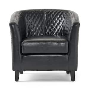Mia Black Leather Nailhead Trim Club Chair