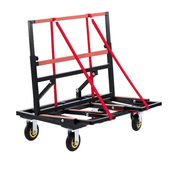 Drywall Cart Dolly 2000 lbs. Capacity Hand Truck, Panel Dolly with 6 in. Casters, Expandable Deck, Foldable with Straps