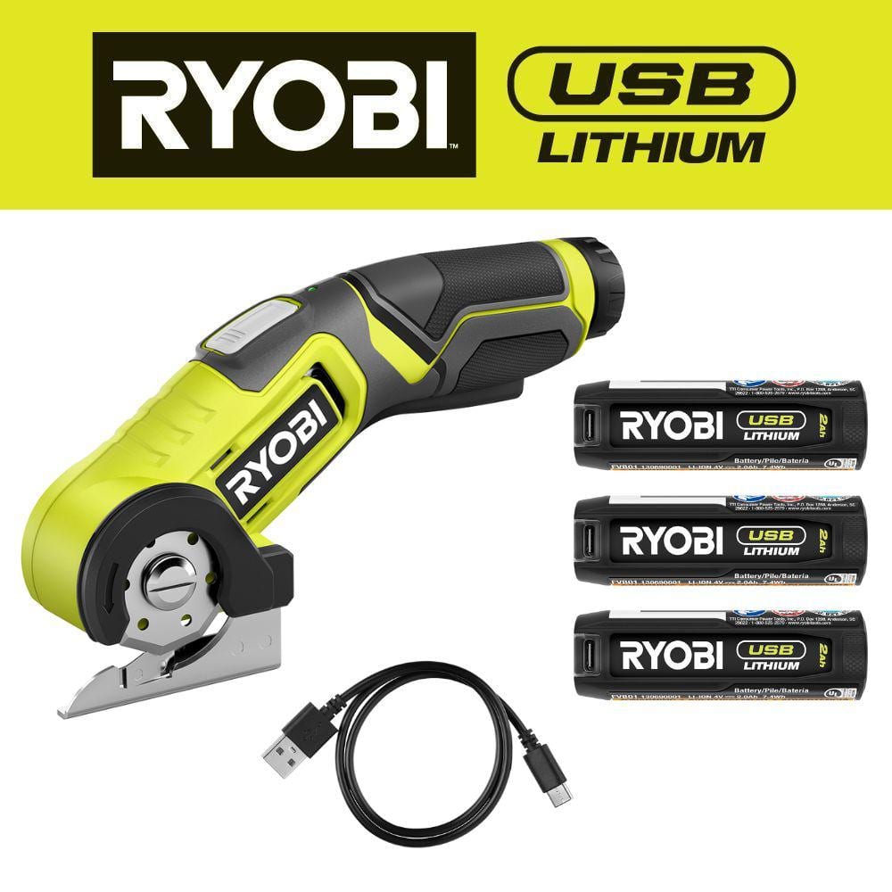 RYOBI Power Cutter Kit USB Lithium Compact Cushioned Grip Keyed Blade  Change