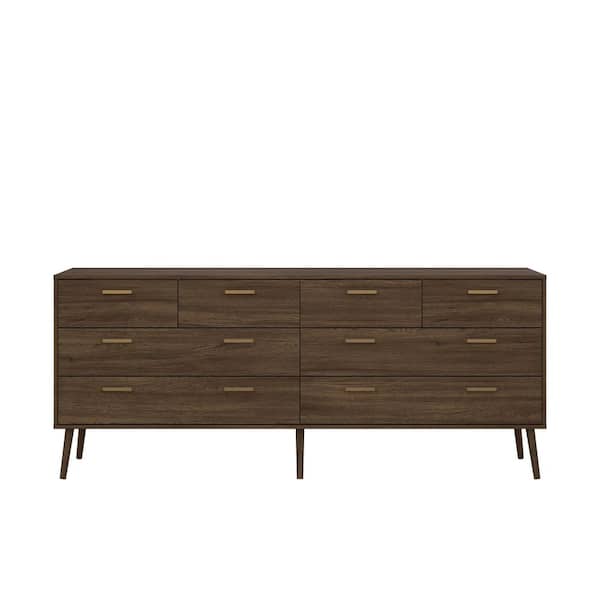 Tone Mocha Oak 8 Drawer 77.05 in. W Double Dresser