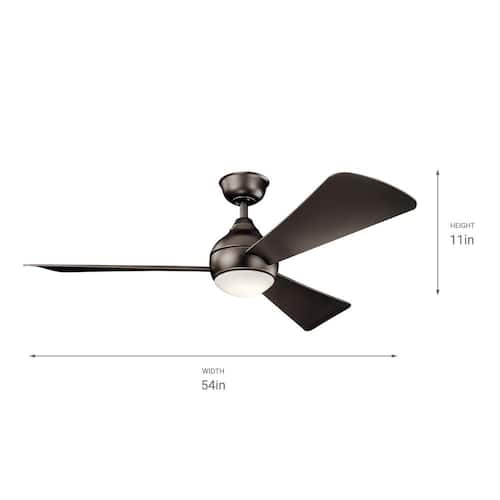 Sola 54 in. Indoor/Outdoor Olde Bronze Low Profile Ceiling Fan with Integrated LED with Wall Control Included Ceiling Fans With Lights