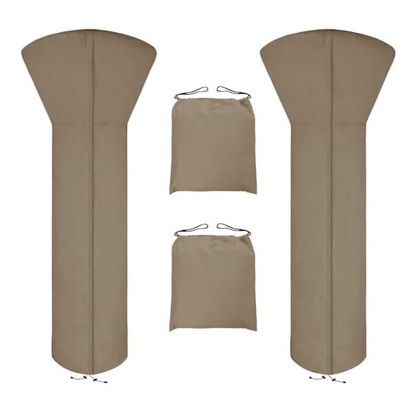 Dyiom 89 in. H x 33 in. D x 19 in. B Patio Heater Cover w/Zipper & Storage Bag Waterproof Outdoor Heater Cover, Camel (2-Pack)