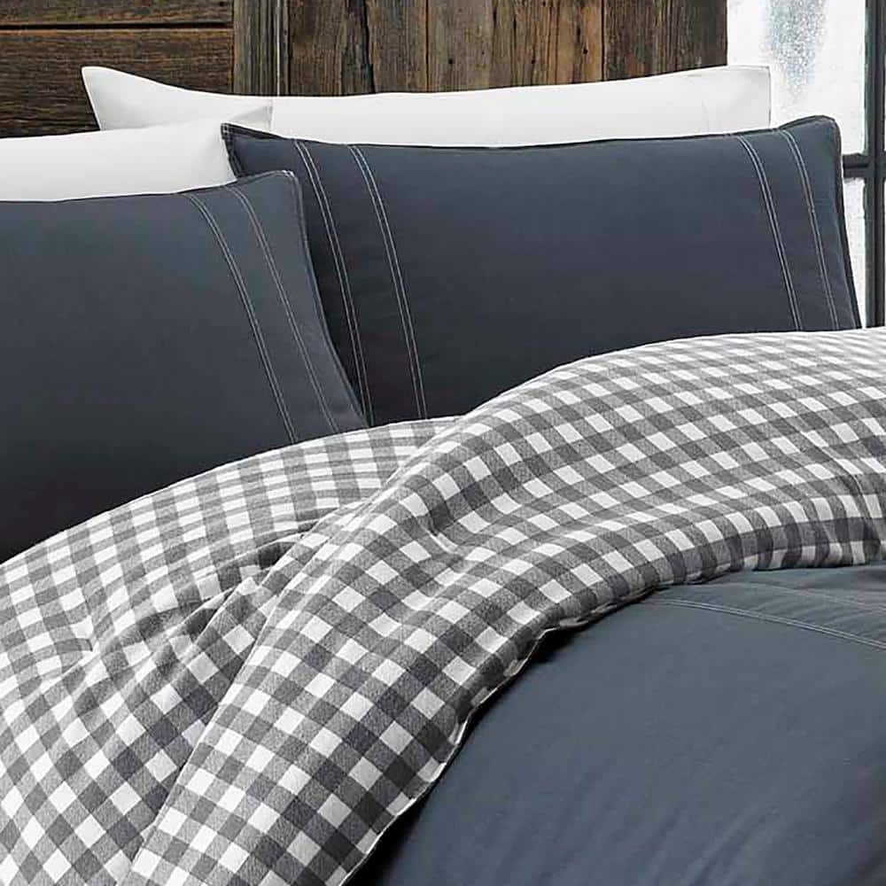 Charcoal Cotton Reversible Full Comforter Set with Shams